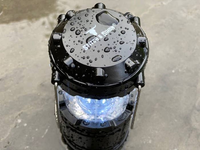 the collapsible lantern with water droplets on it
