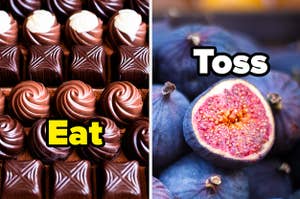 Chocolate side-by-side with Figs, asking if you'd "Eat or Toss"