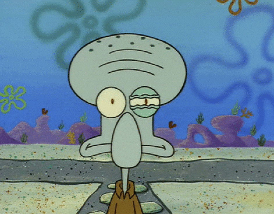 Squidward with one eye twitching