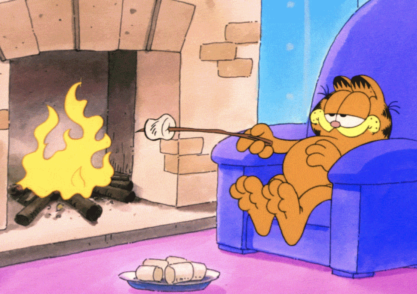 Garfield roasting marshmallows