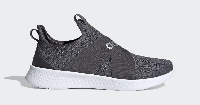 gray slip-on sneakers with a white bottom