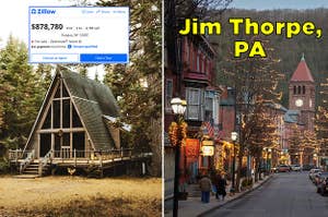 An A-frame Zillow listing, and downtown Jim Thorpe, Pennsylvania