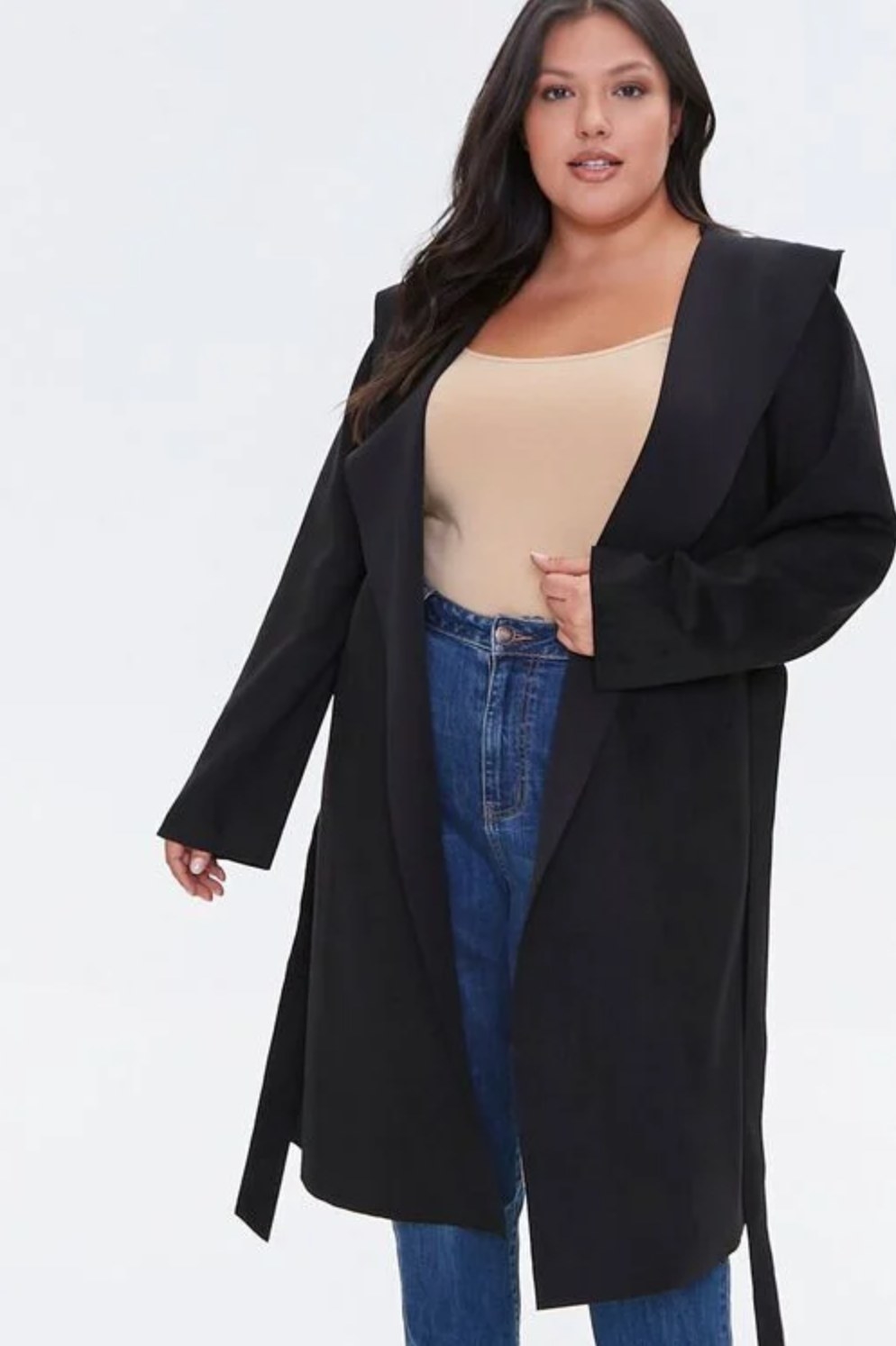 Model wearing the jacket in black