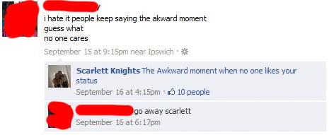 person who says people who say that awkward moment are bad and no one comments