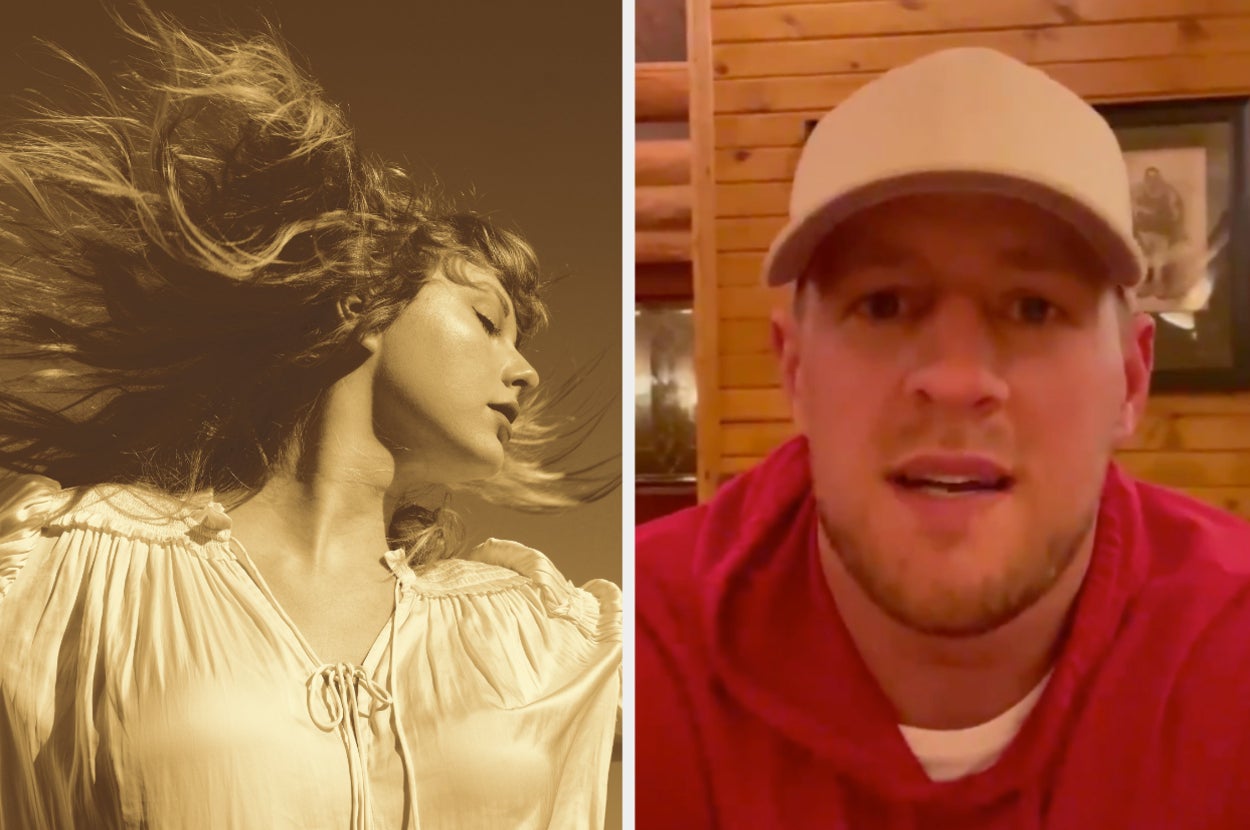 Taylor Swift side by side with JJ Watt