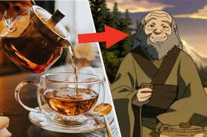 An arrow pointing from tea to Uncle Iroh