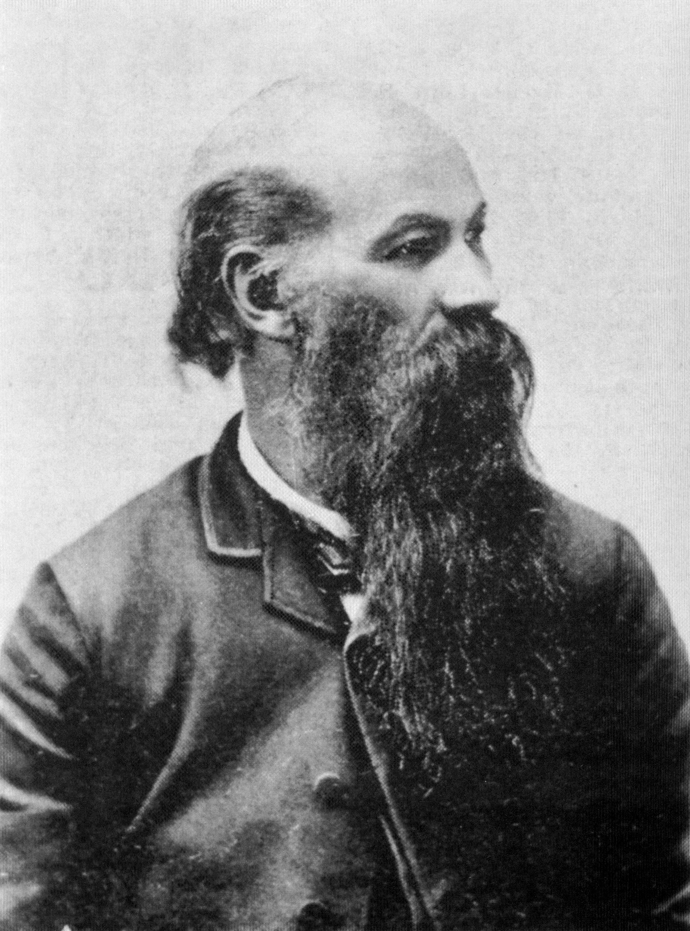 A portrait of James Presley Ball with a long beard, wearing a jacket
