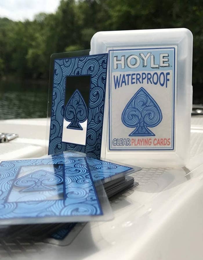the plastic waterproof cards on a boat