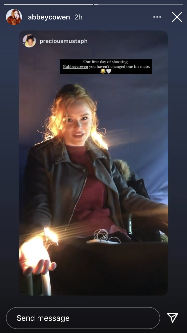 A photo of Abigail during the first day of filming