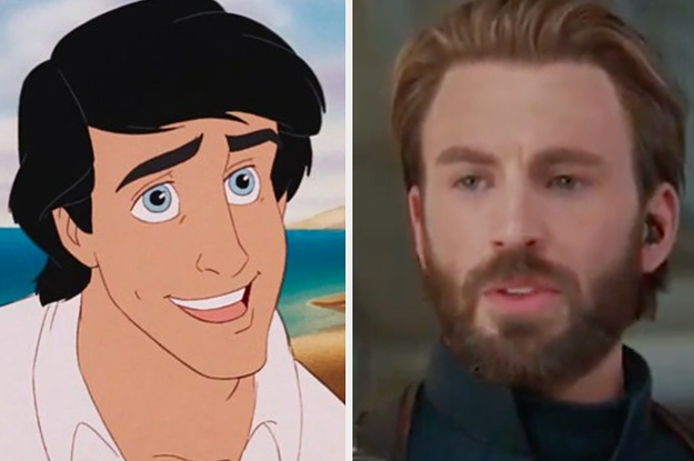 Prince Eric is on the left smiling with Captain America on the right looking down