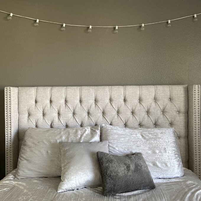 gray headboard in reviewer&#x27;s home