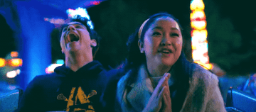 Gif of Peter and Lara Jean laughing