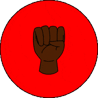 An animated Black fist is pumping inside of the words &quot;I am a revolutionary.&quot; 