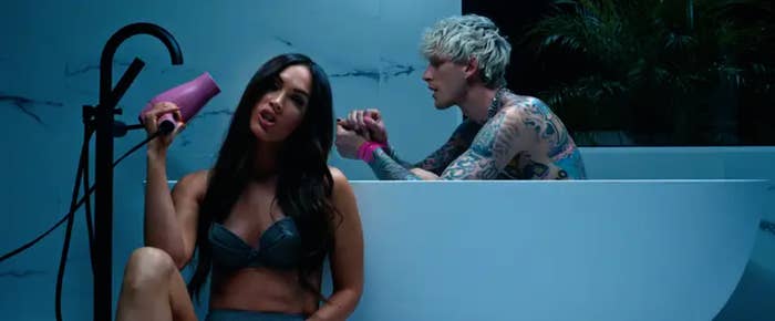 Megan Fox and Machine Gun Kelly in a scene from the Bloody Valentine video