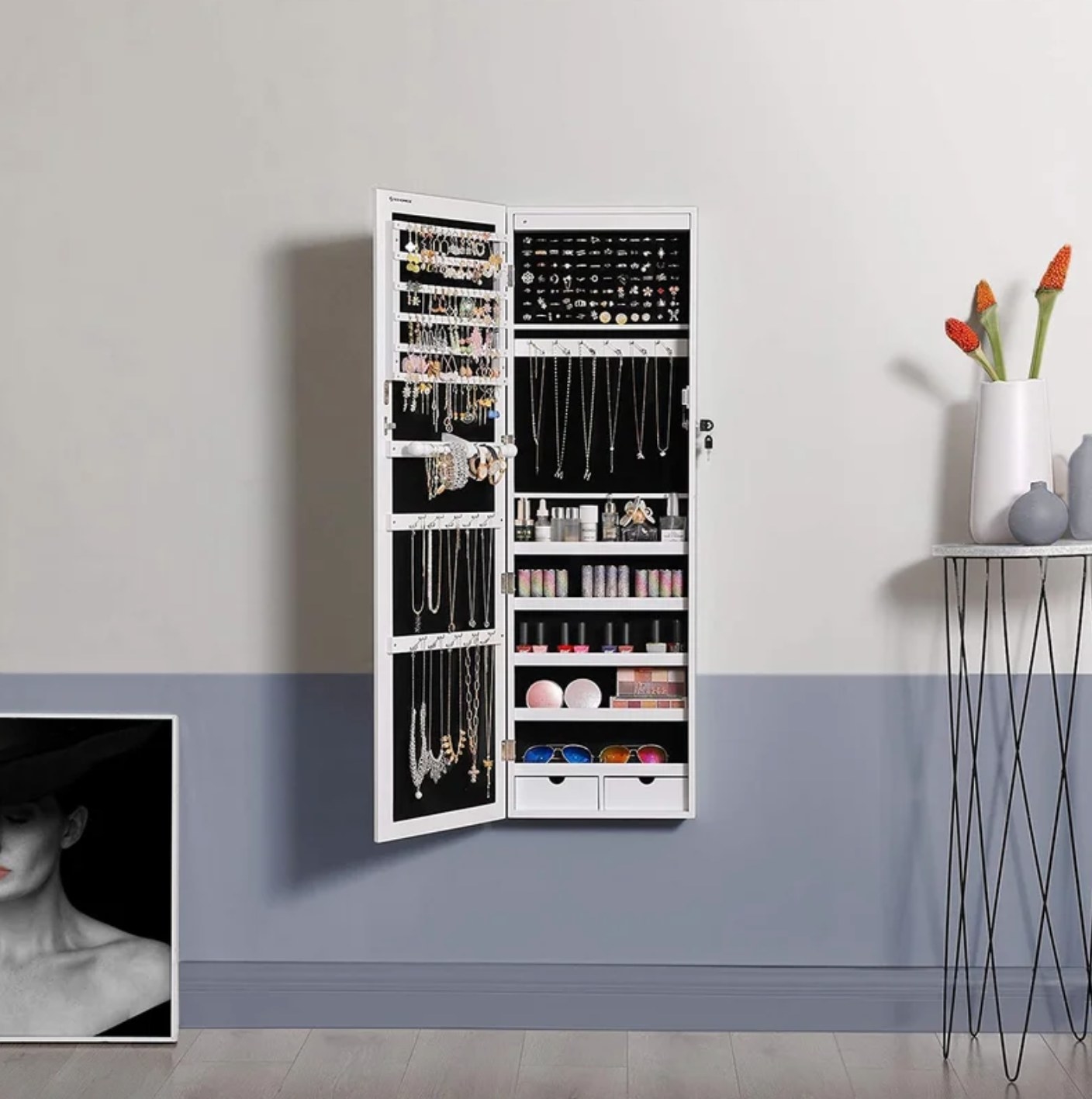 The jewelry armoire in white