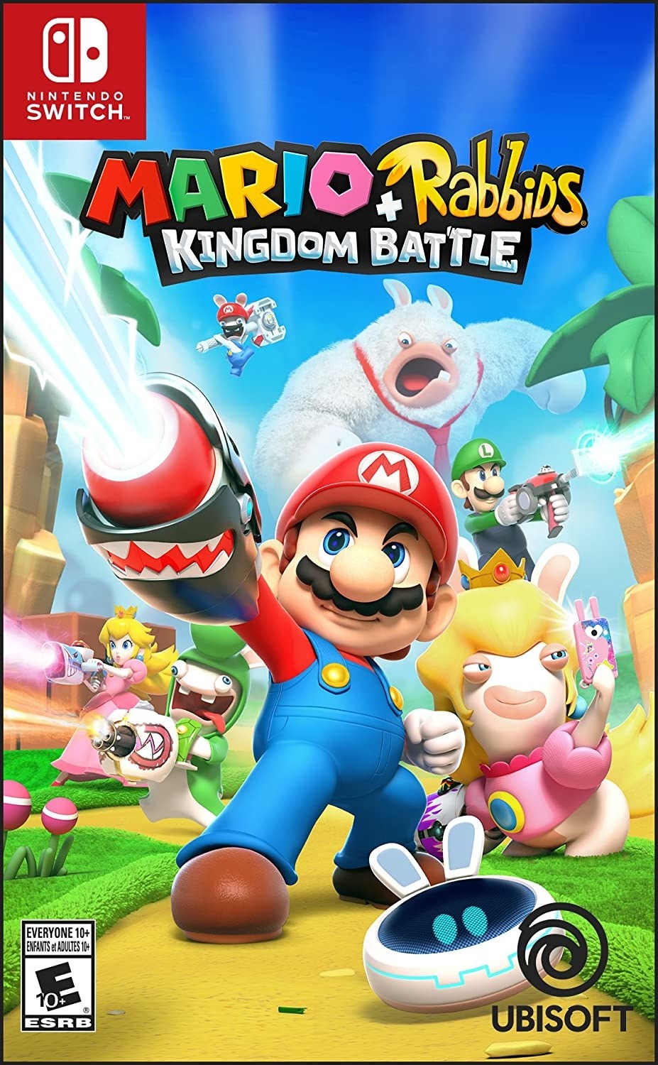 The cover of the game with a picture of Mario holding a gun