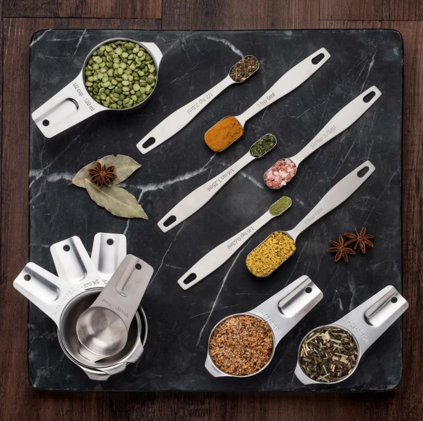 The 13 piece stainless steel measuring spoon and cup set 