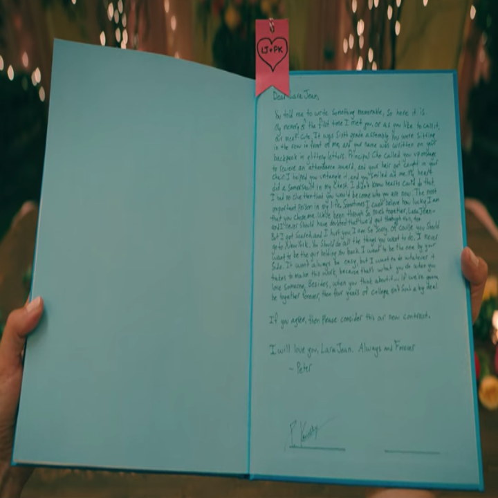 A close up of what Peter wrote in Lara Jean's yearbook 