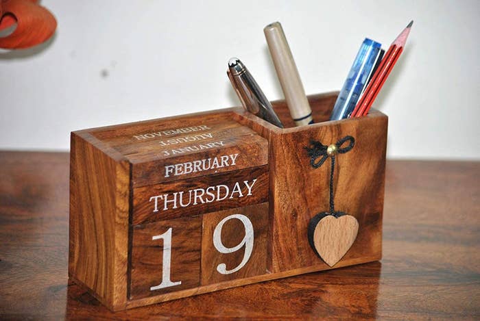 The wooden desk calendar