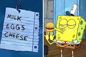 grocery list and spongebob