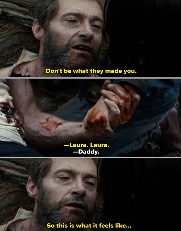 Logan saying his final words before dying outside