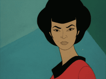 The camera zooms into Uhura on Star Trek: The Animated Series with the caption, &quot;You&#x27;re shitting me.&quot;