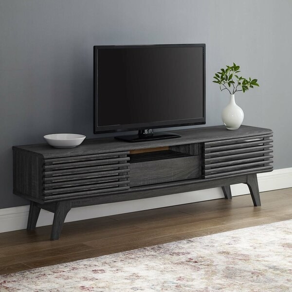 The TV stand in dark gray