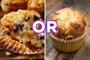 On the left, a blueberry muffin, and on the right, a banana nut muffin with "or" typed in between the two images