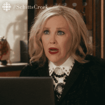 moira rose in &quot;schitt&#x27;s creek&quot; exclaiming &quot;oh wow!&quot;