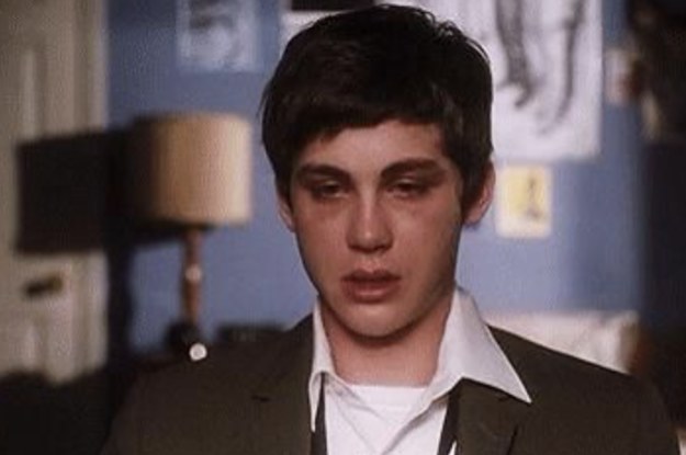 Boy from perks of being a wallflower looking sad.