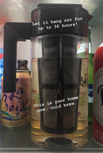 a BuzzFeeders photo of the cold brew maker in their fridge