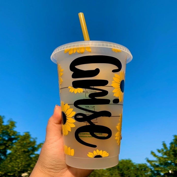 back view of the cup which has a name