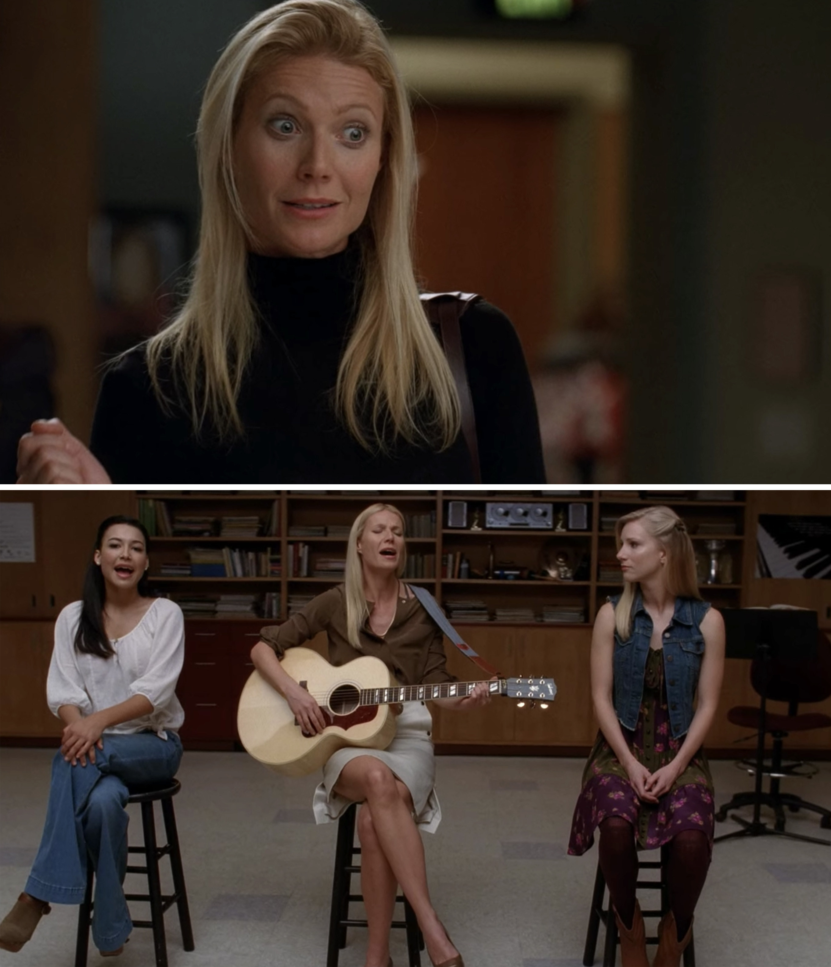 Holly singing with Santana and Brittany