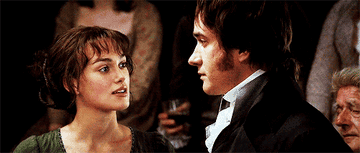 Mr. Darcy and Elizabeth looking away from one another