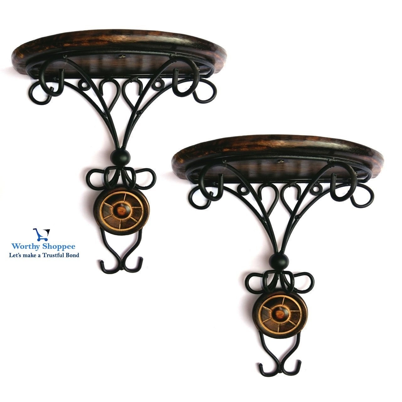 Wrought iron wall brackets on the wall