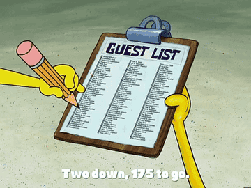 SpongeBob checking off the guest list