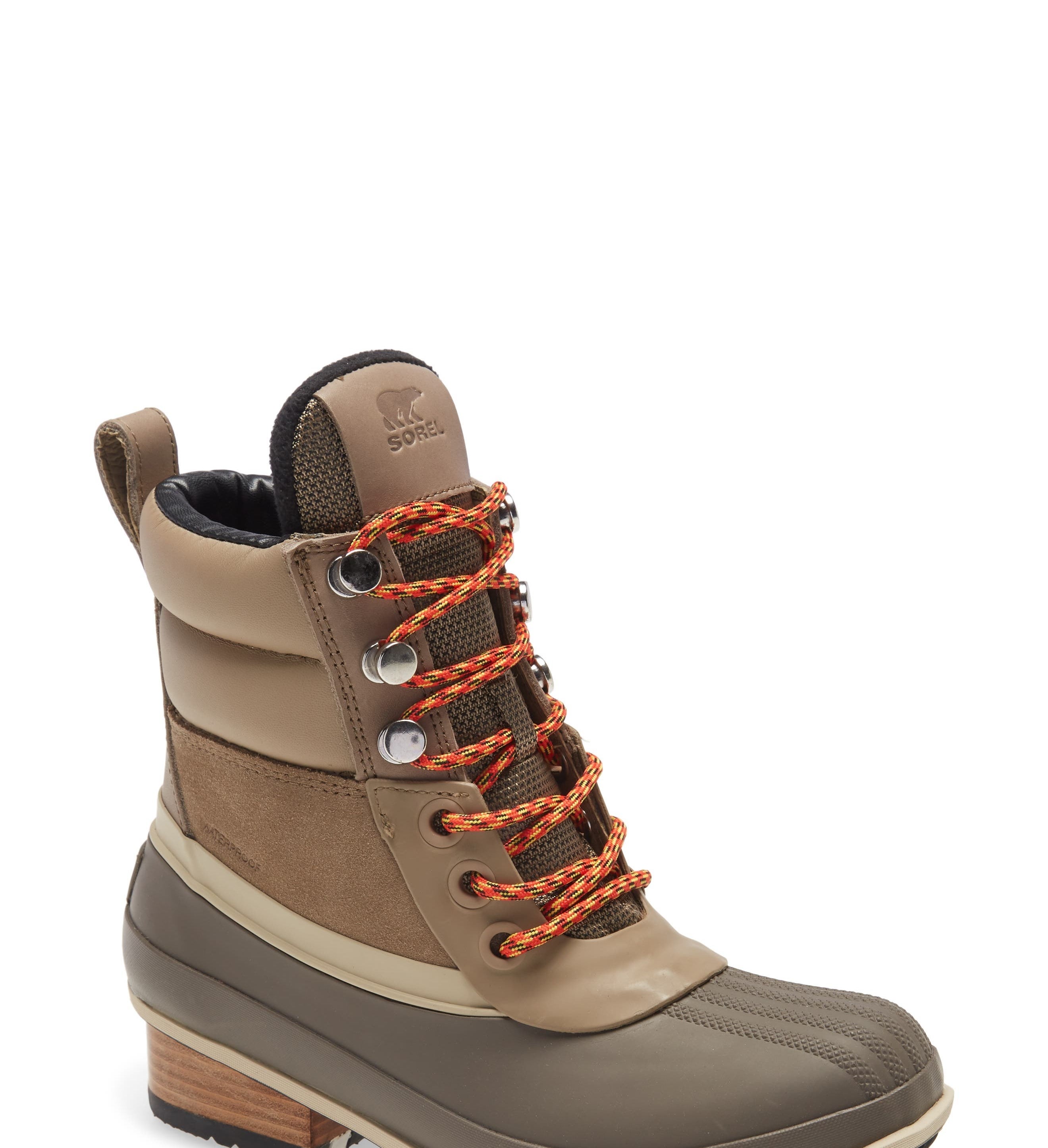 sorel waterproof hiking boot made with brown materials