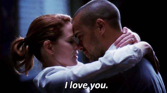 April telling Jackson she loves him and hugging him.