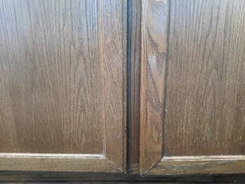 Reviewer photo of wood cabinet after using cleaner
