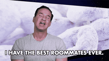A gif of someone saying &quot;I have the best roommates ever&quot;