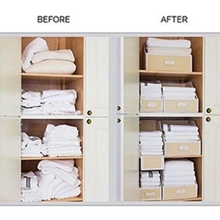 before and after showing messy and then tidy linens