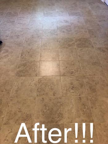 Reviewer photo of tiled floor after using grout cleaner
