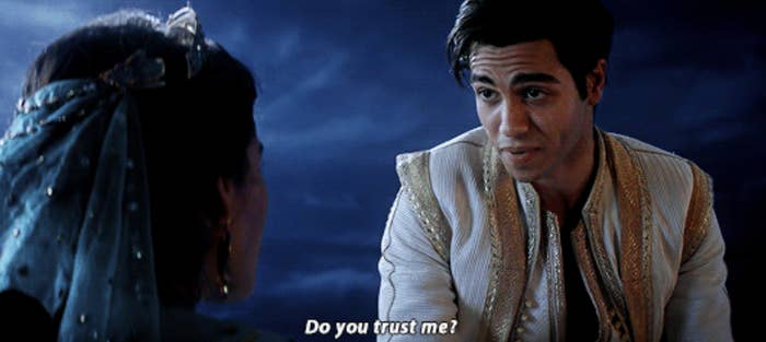Aladdin asking Jasmin &quot;Do you trust me?&quot;