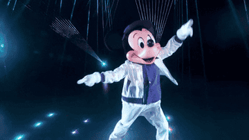 Mickey Mouse dancing.