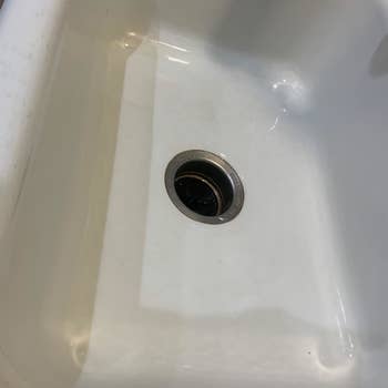 Reviewer photo of sink after using eraser sponge