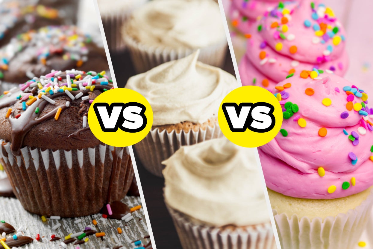 A cupcake with light, medium, and a lot of frosting