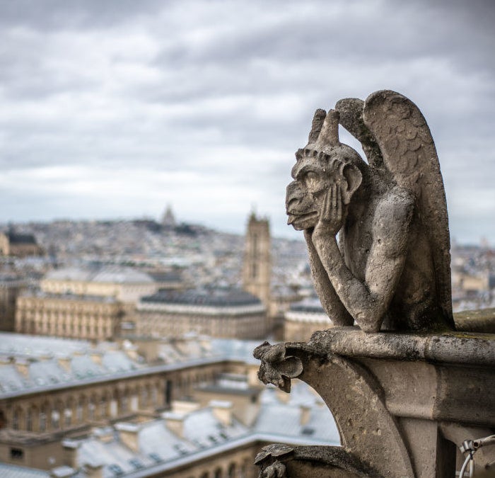 Gargoyles atop Notre-Dame Cathedral