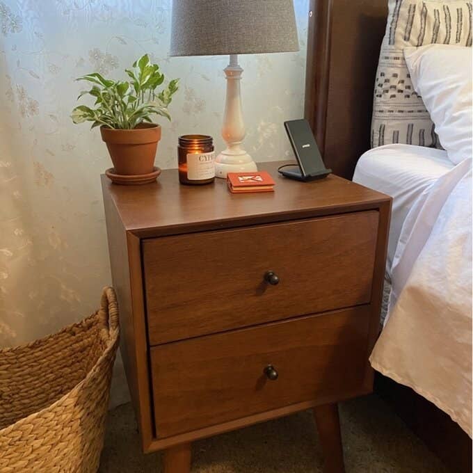 Reviewer&#x27;s picture of the nightstand in brown