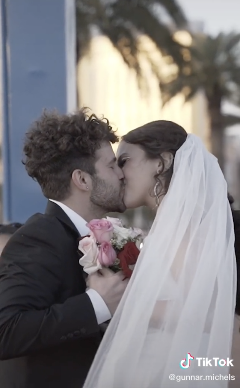 Gunnar and Danielle kissing on their wedding day