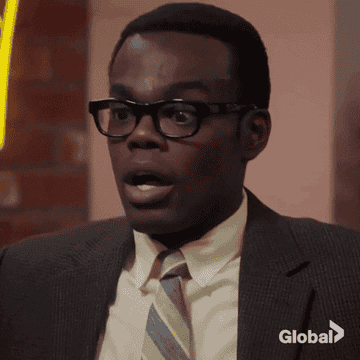 The Good Place character Chidi looking shocked 